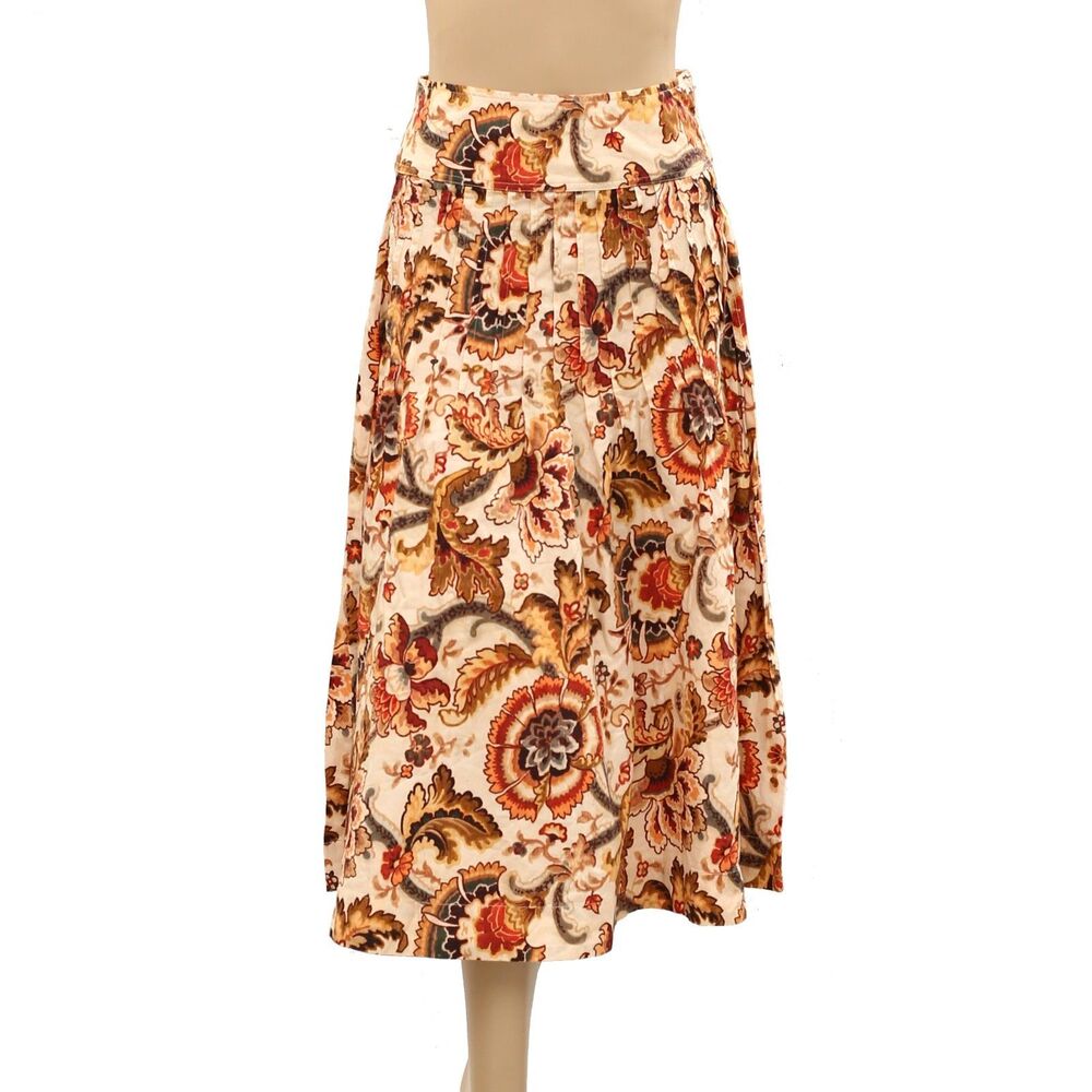 Anthropologie Love The Labe Lzarette Pleated Midi Skirt Floral Printed XS 287427